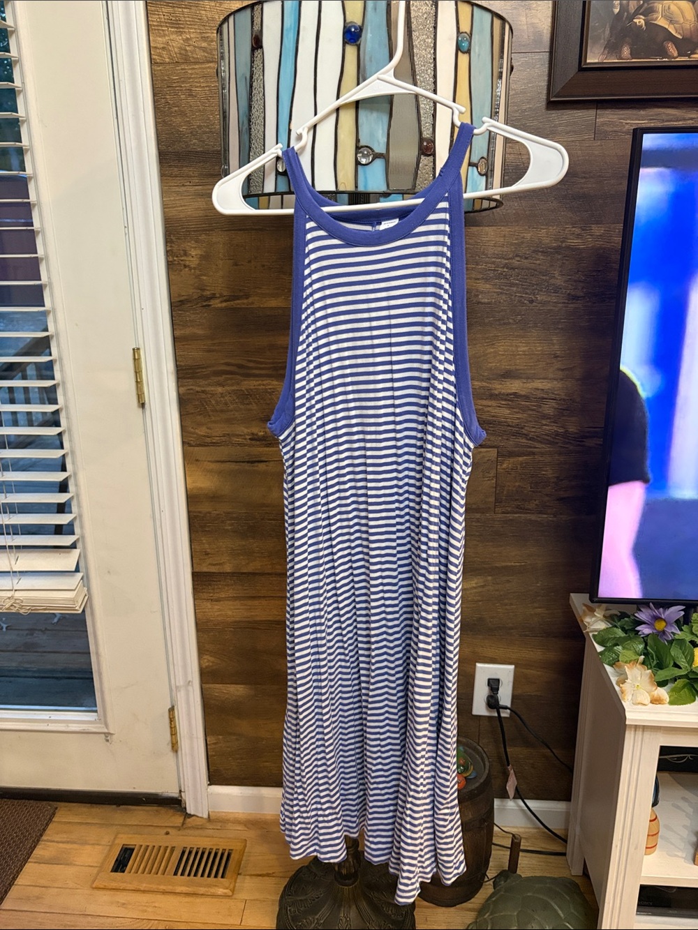 Striped purple and White ladies dress